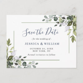 Elegant Eucalyptus Greenery Wedding Save the Date Briefkaart