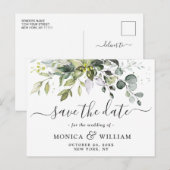 Elegant Eucalyptus Greenery Wedding Save the Date Briefkaart (Voorkant / Achterkant)