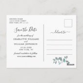 Elegant Eucalyptus Greenery Wedding Save the Date Briefkaart (Achterkant)