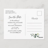 Elegant Eucalyptus Greenery Wedding Save the Date Briefkaart (Achterkant)