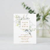 Elegant Eucalyptus Greenery Wedding Save the Date Briefkaart (Staand voorkant)
