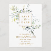 Elegant Eucalyptus Greenery Wedding Save the Date Briefkaart (Voorkant)