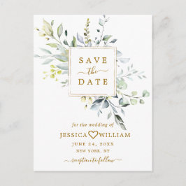 Elegant Eucalyptus Greenery Wedding Save the Date Briefkaart
