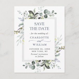 Elegant Eucalyptus Greenery Wedding Save the Date Briefkaart