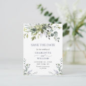 Elegant Eucalyptus Greenery Wedding Save the Date Briefkaart (Staand voorkant)