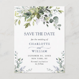 Elegant Eucalyptus Greenery Wedding Save the Date Briefkaart
