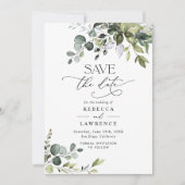Elegant Eucalyptus Greenery Wedding Save the Date Kaart (Voorkant)