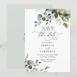 Elegant Eucalyptus Greenery Wedding Save the Date Kaart