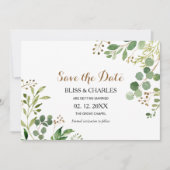 Elegant Eucalyptus Greenery Wedding Save the Date Kaart (Voorkant)