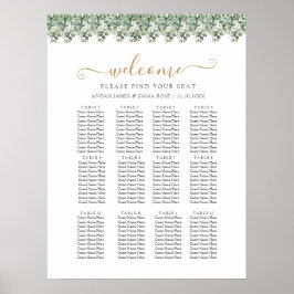 Elegant Eucalyptus Greenery Wedding Seating Chart Poster