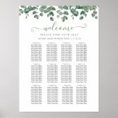 Elegant Eucalyptus Greenery Wedding Seating Chart Poster (Voorkant)