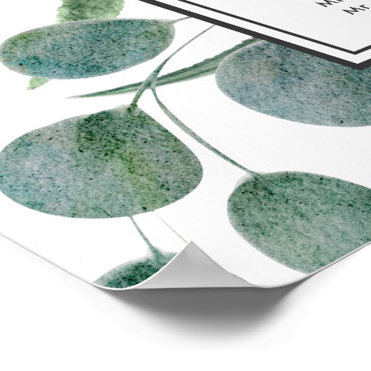 Elegant Eucalyptus Greenery Wedding Seating Seatin Poster (Hoek)