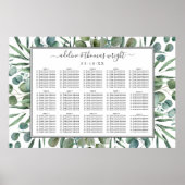 Elegant Eucalyptus Greenery Wedding Seating Seatin Poster (Voorkant)