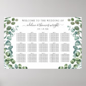 Elegant Eucalyptus Greenery Wedding Seating Seatin Poster (Voorkant)