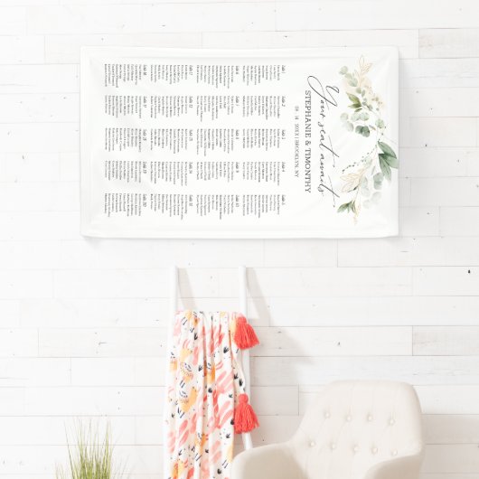 Elegant Eucalyptus Greenery Wedding Seating Seatin Spandoek (Insitu)