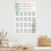 Elegant Eucalyptus Greenery Wedding Seding Chart Poster (Keuken)