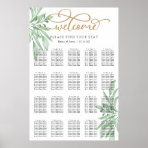 Elegant Eucalyptus Greenery Wedding Seding Chart