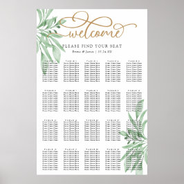 Elegant Eucalyptus Greenery Wedding Seding Chart Poster