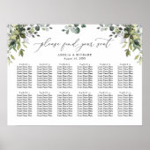 Elegant Eucalyptus Greenery Wedding Seding Chart Poster (Voorkant)