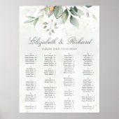 Elegant Eucalyptus Greenery Wedding Seding Chart Poster (Voorkant)