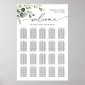 Elegant Eucalyptus Greenery Wedding Seding Chart Poster (Voorkant)