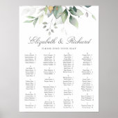 Elegant Eucalyptus Greenery Wedding Seding Chart Poster (Voorkant)
