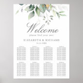 Elegant Eucalyptus Greenery Wedding Seding Chart Poster (Voorkant)