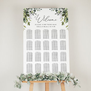 Elegant Eucalyptus Greenery Wedding Seding Chart Poster