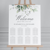 Elegant Eucalyptus Greenery Wedding Seding Chart Poster