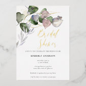 Elegant Eucalyptus Greenery Wedding Vrijgezellenfe Folie Uitnodiging (Voorkant)