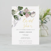 Elegant Eucalyptus Greenery Wedding Vrijgezellenfe Folie Uitnodiging (Staand Voorkant)