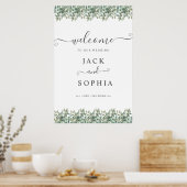 Elegant Eucalyptus Greenery Wedding Welcome Sign Poster (Keuken)