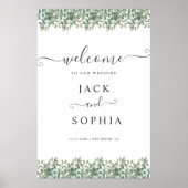 Elegant Eucalyptus Greenery Wedding Welcome Sign Poster (Voorkant)