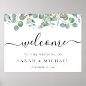 Elegant Eucalyptus Greenery Wedding Welcome Sign Poster (Voorkant)