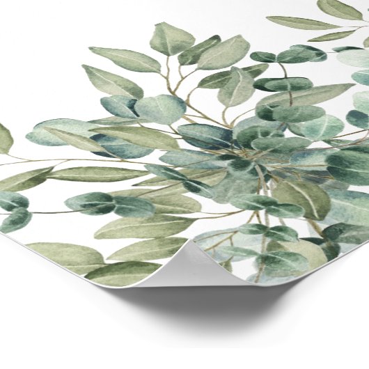 Elegant Eucalyptus Greenery Wedding Welcome sign Poster (Hoek)