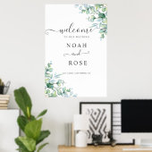 Elegant Eucalyptus Greenery Wedding Welcome Sign Poster (Thuiskantoor)
