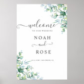 Elegant  Eucalyptus Greenery Wedding Welcome Sign Poster (Voorkant)