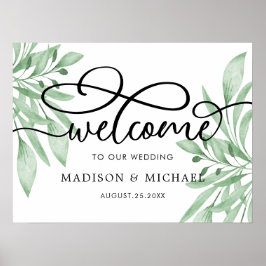 Elegant Eucalyptus Greenery Wedding Welcome Sign Poster