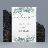 Elegant  Eucalyptus Greenery Wedding Welcome Sign Poster