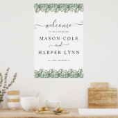 Elegant  Eucalyptus Greenery Wedding Welcome sign Poster (Keuken)