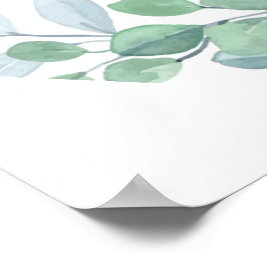 Elegant  Eucalyptus Greenery Wedding Welcome Sign Poster (Hoek)