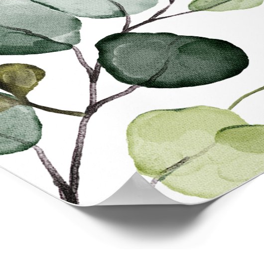 Elegant Eucalyptus Greenery Wedding Welcome Sign Poster (Hoek)