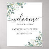 Elegant Eucalyptus Greenery Wedding Welcome Sign Poster (Voorkant)