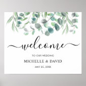 Elegant Eucalyptus Greenery Wedding Welcome Sign Poster (Voorkant)