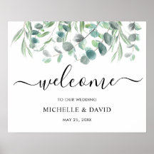 Elegant Eucalyptus Greenery Wedding Welcome Sign