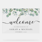 Elegant Eucalyptus Greenery Wedding Welkom Acryl Bord (Voorkant)