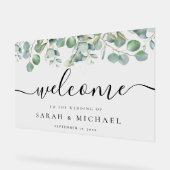 Elegant Eucalyptus Greenery Wedding Welkom Acryl Bord (Hoek)