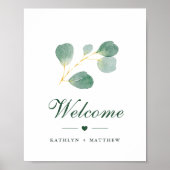 Elegant Eucalyptus Greenery Wedding Welkom Poster (Voorkant)