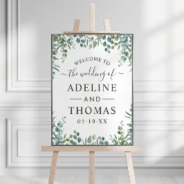 Elegant Eucalyptus Greenery Wedding Welkom Poster