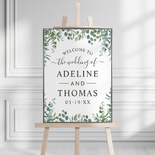 Elegant Eucalyptus Greenery Wedding Welkom Poster